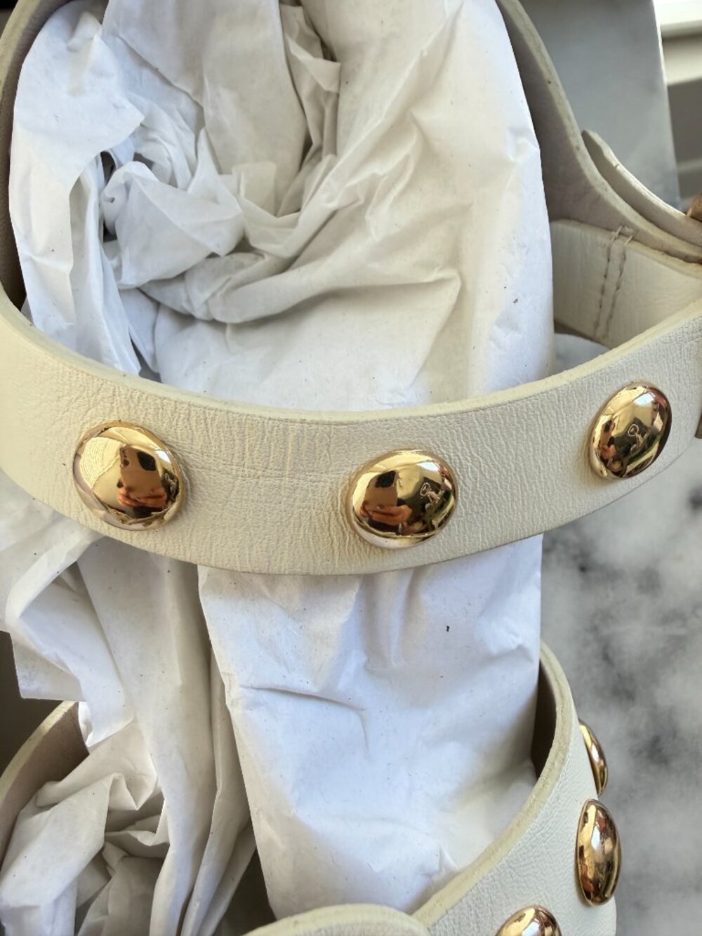 Freda Salvador White Gladiator Studded Leather Sandals - Picture 8 of 15